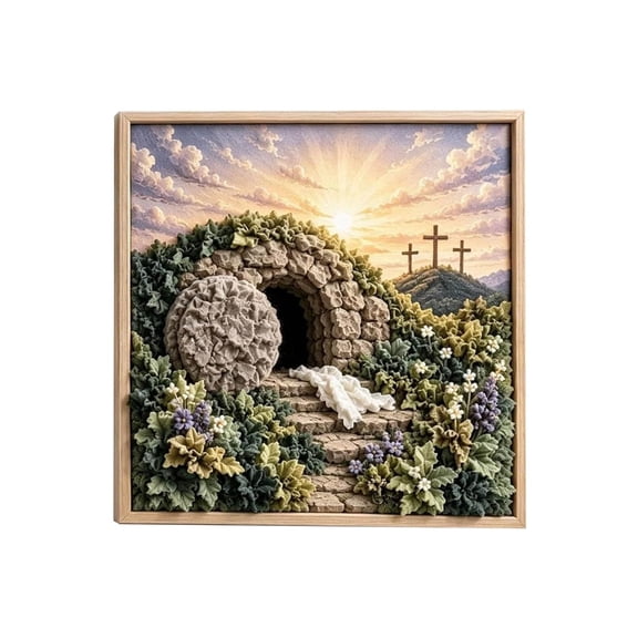 3D Christian Fabric Poke Art Kit, Punch Needle Art Kit, for Adults with Pre-Cut Squares, Religious DIY Craft Kit for Christian Home Decor & Faith Gifts