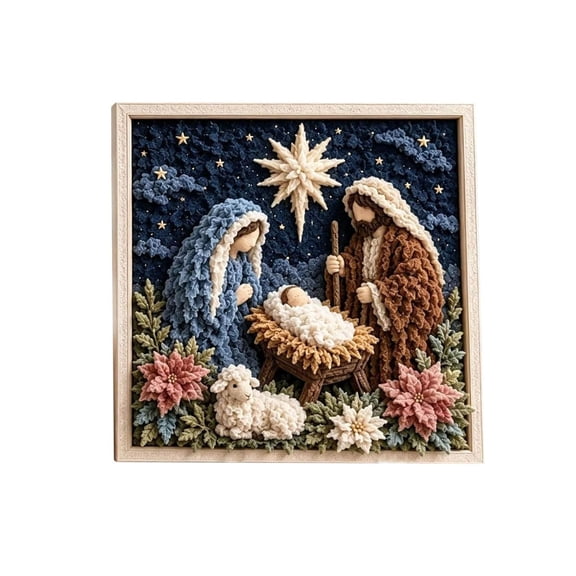 3D Christian Fabric Poke Art Kit, Punch Needle Art Kit, for Adults with Pre-Cut Squares, Religious DIY Craft Kit for Christian Home Decor & Faith Gifts
