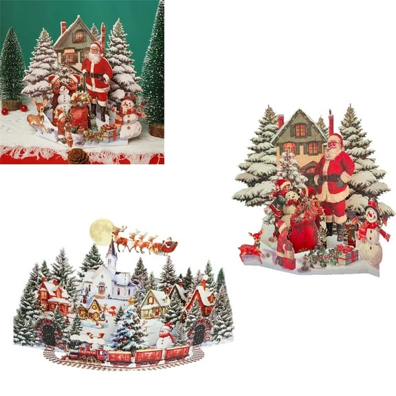 3D Up Christmas Card - 3D -Up Christmas Card, Festive Holiday Greeting Card, Cute 3D Design, Perfect for Family, Friends & Christmas Gift Greetings, 8.23*7.6in, B