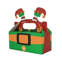 3D Christmas Cookie Gift Boxes with Handles for Holiday Xmas, School Classroom Party Favor Supplies, Candy Treat Cardboard Cookie Boxes, 4 Pcs Christmas Treat Containers