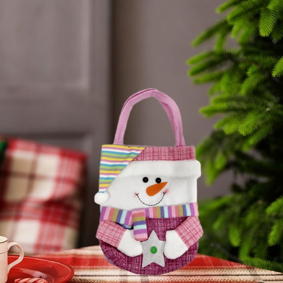 3D Christmas Fabric Gift Bags, Snowman, Santa, and Deer Designs for Presents and Favors