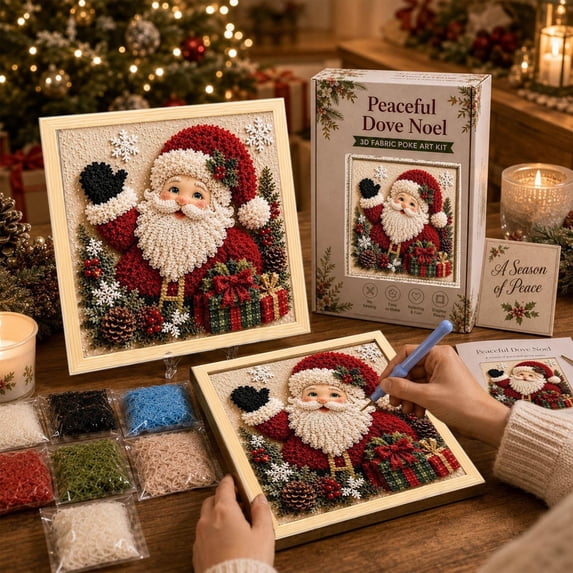 3D Christmas Fabric Poke Art DIY Craft Kit, Vintage DIY Christmas Craft Kit for Adults and Beginner