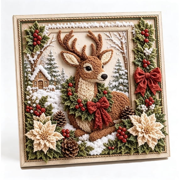 3D Christmas Fabric Poke Art Kit | DIY Christmas Craft Kit with Simple Illustrated Guide,Handmade Fabric Poke Art Kit for Adults and Beginners Christmas Decorations