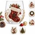 thumbnail image 1 of 3D Christmas Glass Art Cup, Christmas Cups Stemless Wine Glasses Holiday Glassware, Xmas Party Home Festive Decor Gifts, 1 of 7