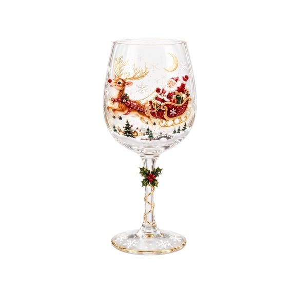 3D Christmas Glass Art Cup Festive Holiday Drinkware for Wine Cocktails, Christmas Party Table Decor