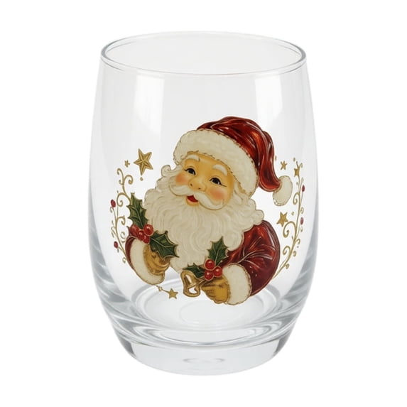 3D Christmas Glass Art Cup, Luxury Raised Holiday Glassware Drinking Glass, Christmas Stemless Wine Glasses Tumbler for Coffee Tea Juice Milk (1Pc)