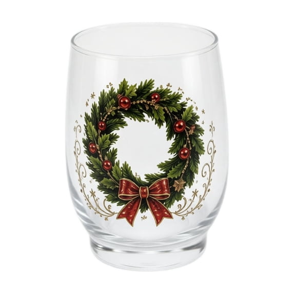 3D Christmas Glass Art Cup, Luxury Raised Holiday Glassware Drinking Glass, Christmas Stemless Wine Glasses Tumbler for Coffee Tea Juice Milk (1Pc)