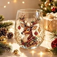 thumbnail image 1 of 3D Christmas Glass Art Cup, Raised Stemless Wine Glass Creative Festive Drinking Glassware for Coffee, Tea, Milk, Juice, Xmas Party Home Decor, Christmas Gift, 1 of 7