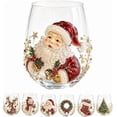 thumbnail image 1 of 3D Christmas Glass Art Cup Santa Snowman Reindeer Tree Drinking Glasses F Christmas Stemless Wine Glasses 3D Drinking Glass Cup for Coffee Cocktails Whiskey Soda Unique Christmas Gift,A, 1 of 7