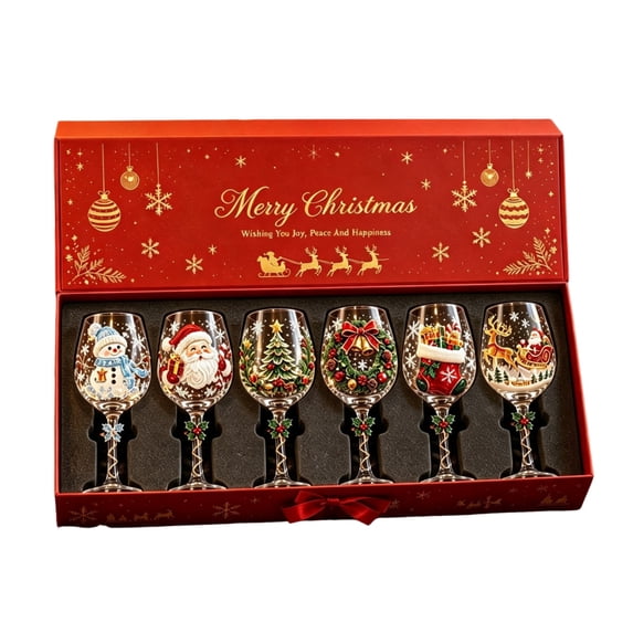 3D Christmas Glass Goblet,Festive Christmas 3D Glass,Holiday Party Cup and Decorative Drinkware for Home and Table Display,Gift Box