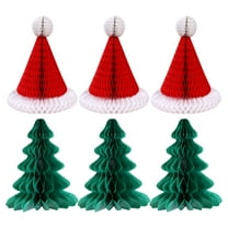 3D Christmas Honeycomb Paper Santa Hat Cap Xmas Tree Hanging Tissue Pine Tree
