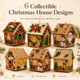 thumbnail image 1 of 3D Christmas House Diamond Painting Kits for Adults, Wooden Pearl Bead Holiday Craft Kit with Decorative Gems, DIY Christmas Tabletop House, Red Stocking & Holly, 1 of 6
