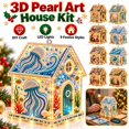 thumbnail image 1 of 3D Christmas House Pearl Art Kit, Lighted DIY Diamond Art Craft with Rhinestones and Pearl Beads, Plastic Tabletop Holiday Decor, by Zovey, 1 of 8