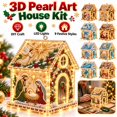 thumbnail image 1 of 3D Christmas House Pearl Art Kit, Lighted DIY Diamond Art Craft with Rhinestones and Pearl Beads, Plastic Tabletop Holiday Decor, by Zovey, 1 of 8