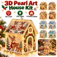 thumbnail image 1 of 3D Christmas House Pearl Art Kit, Lighted DIY Diamond Art Craft with Rhinestones and Pearl Beads, Plastic Tabletop Holiday Decor, by Zovey, 1 of 8