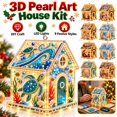 thumbnail image 1 of 3D Christmas House Pearl Art Kit, Lighted DIY Diamond Art Craft with Rhinestones and Pearl Beads, Plastic Tabletop Holiday Decor, by Zovey, 1 of 8