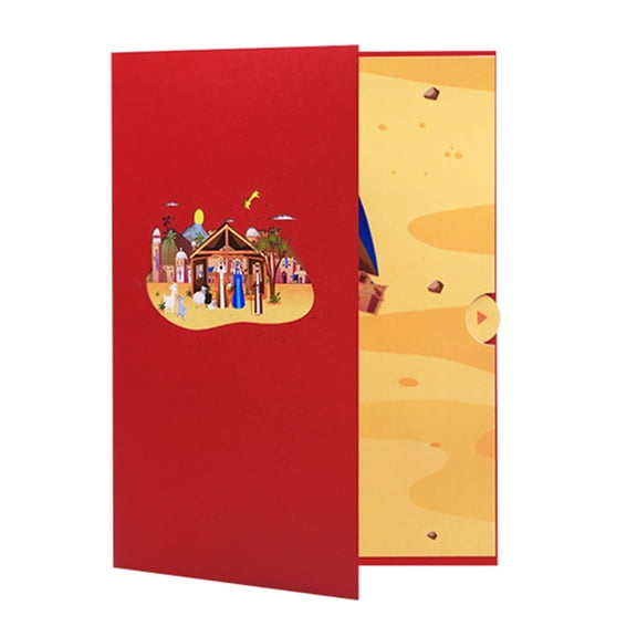 3D Christmas Houses Scene Greeting Card Handmade Gifts Postcard with Envelope Stylish Postcard for Party Invitation