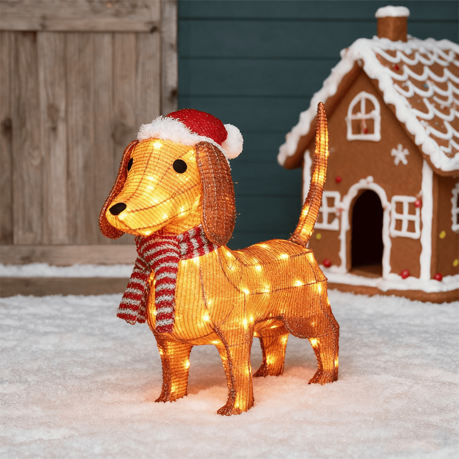 3D Christmas Lighted Dachshund Dog Decorations,Dachshund Statue with