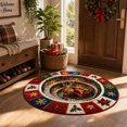 thumbnail image 1 of 3D Christmas Optical Illusion Round Rug, Reindeer Fire Pit Spiral Stair Visual Trap Floor Mat for Living Room, Entryway, Bedroom and Holiday Home Decor, 23.62 Inch, 1 of 7