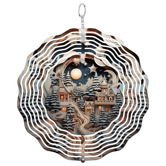 3D Christmas Ornament Classic Design 3D Wind Spinner Stainless Steel Kinetic Art Holiday Gift 10 Inch