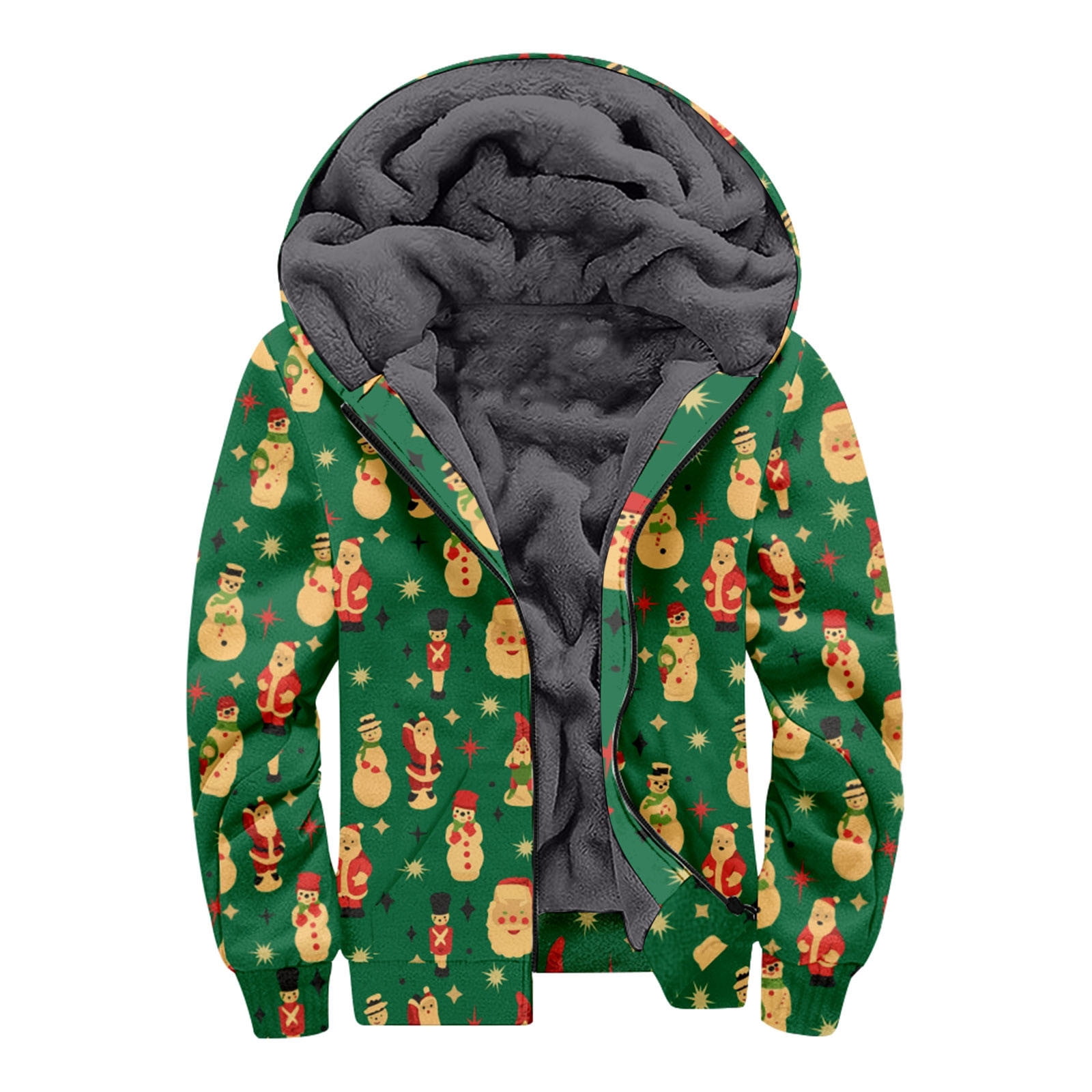 3D Christmas Print Hoodie for Men Zip Up Heavyweight Winter Sweatshirt ...