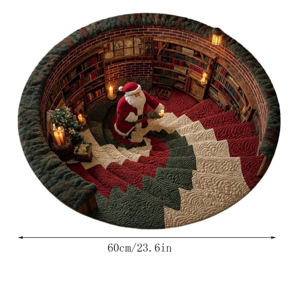 3D Christmas Rug, 3D Rugs Optical Illusion, Rugs for Living Room Optical Illusion, Christmas Door Mat, Round Outdoor Rug, Santa Claus Decorative Rugs Welcome Floor Mat for Home Gifts - B, Akmoler