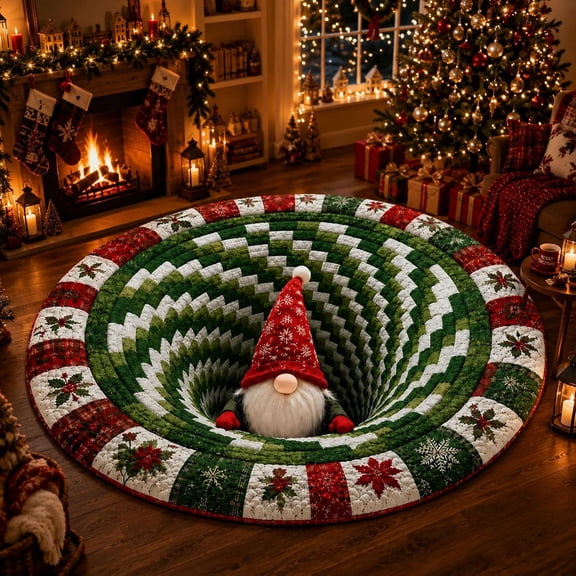 3D Christmas Rugs - Christmas 3D Optical Illusion Rug for Living Rooms, Bedrooms, Entryways and Holiday Parties, Adds a Fun 3D Illusion to Christmas Decor