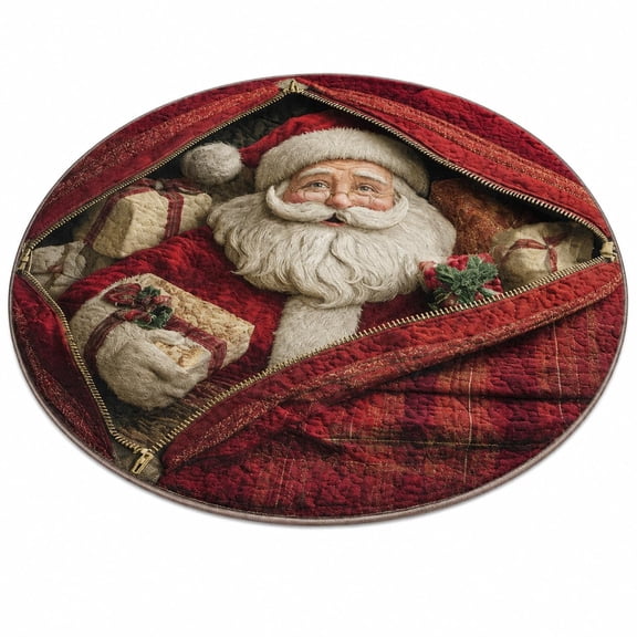 3D Christmas Rugs, Round Holiday Floor Mat for Entryway Living Room Indoor Outdoor Decor