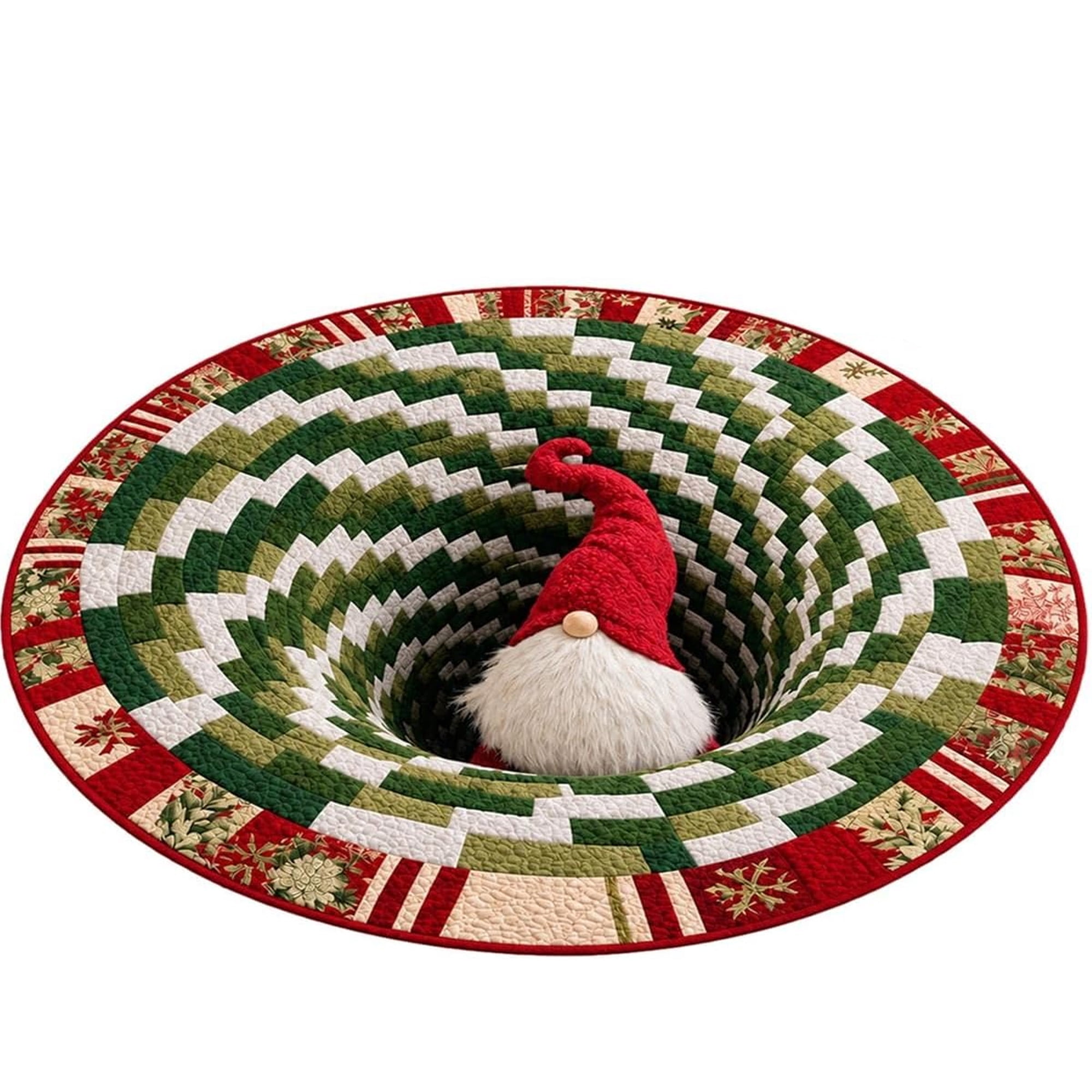 58 Pattern 3D Christmas Rugs, Round Optical Illusion Area Mat with Depth Pattern ...