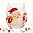 thumbnail image 1 of 3D Christmas Santa Glass Art Cup, Christmas Cups Glass Luxury Raised Holiday Glassware for Drinks 3D Santa Stemless Wine Glasses Glassware for Coffee Tea Juice Milk, 1 of 6