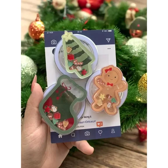 3D Christmas Shaker Phone Grip Toks - Must Have Cute Xmas Accessory Set