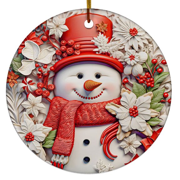 3D Christmas Snowman Ornament, Christmas, Christmas Round, Ceramic Christmas Ornament, Christmas Tree Decorations Indoor, Christmas Mens Gifts Ideas