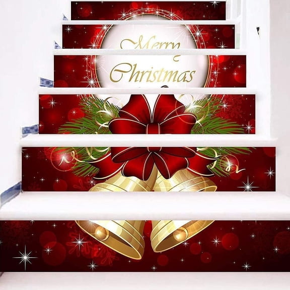 3D Christmas Stair Stickers Decals Removable Stair Risers Staircase Vinyl Wall Stickers for Stair Steps Christmas Decoration