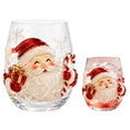 thumbnail image 1 of 3D Christmas Stemless Wine Glasses Tree Design with Gold Snowflakes and Gift Boxes Festive Holiday Drinkware for Parties(Santa), 1 of 9