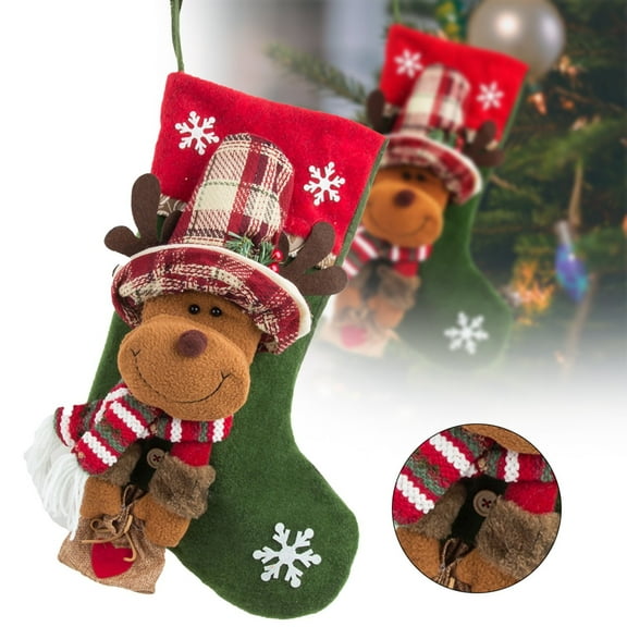 3D Christmas Stockings Santa Snowman Deer Large Christmas Boys and Girls Christmas Gifts/ Christmas Stocking Pendant Elk