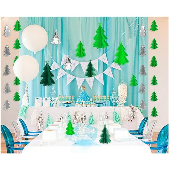 3D Christmas Tree Banner Garland Paper Cardboard Bunting Hanging String Decorations 2m (Color randomised, Vertical)