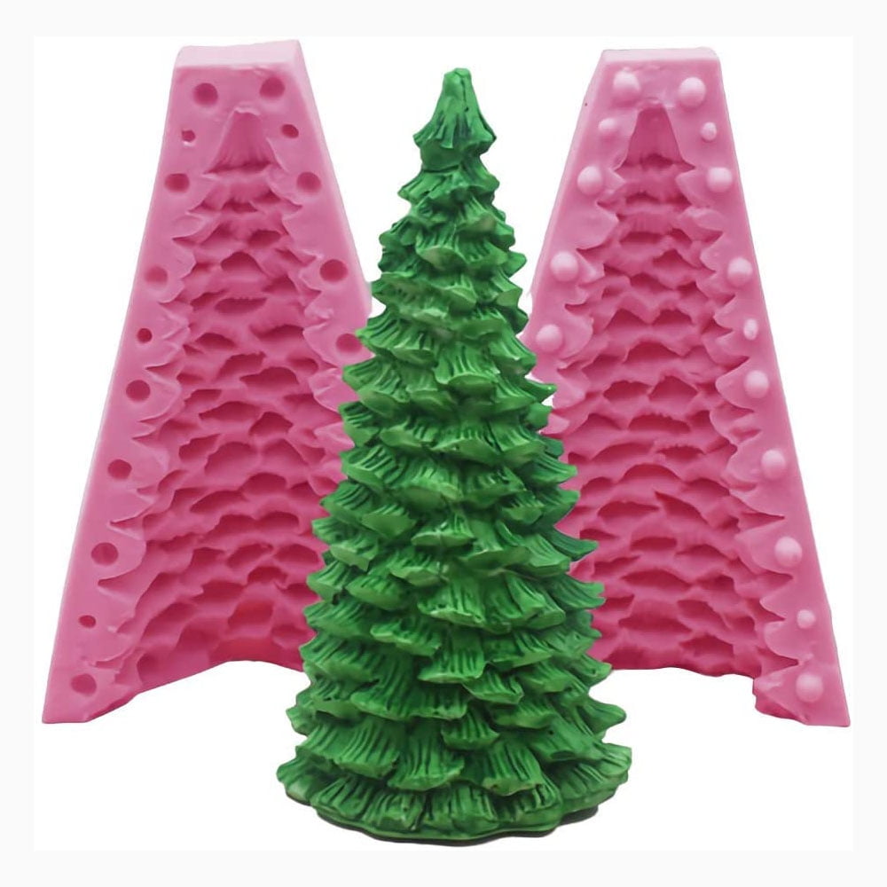 Mini Christmas Tree Candle Silicone Mold With Metal Tealight Cups