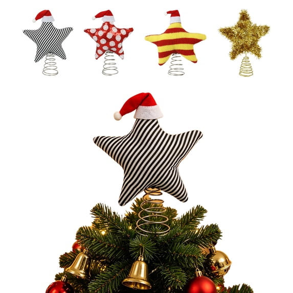 3D Christmas Tree Top Star with LED Lights, Festive Three Dimensional Tree Topper Decoration, Shiny Holiday Ornament for Home Courtyard, Warm Glow Xmas Tree Top Decor for Indoor Outdoor, B