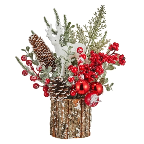 3D Christmas Tree with Berry Bottle Brush Heavy Stable Base Realistic Design for Christmas Decorations Indoor Tabletop Centerpiece Home Party