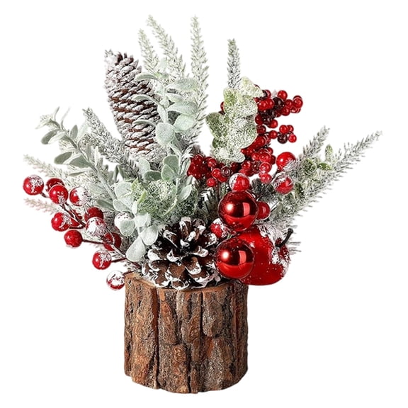 3D Christmas Tree with Berry Bottle Brush Heavy Stable Base Realistic Design for Christmas Decorations Indoor Tabletop Centerpiece Home Party