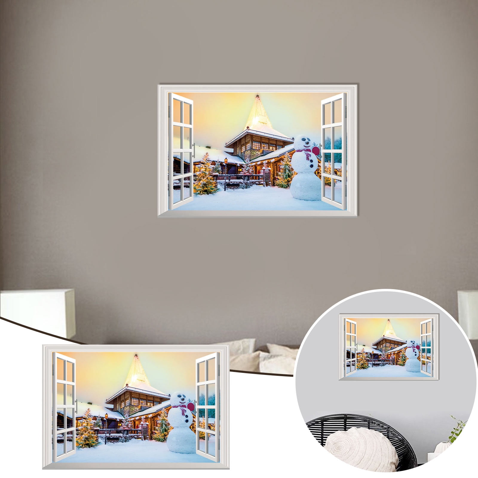 3D Christmas Wall Sticker Snowman Wall Sticker Removable Mural Decals