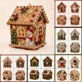 thumbnail image 1 of 3D Christmas Wooden House Rhinestone Art DIY Kit Gift for Craft Lovers, Glittering Holiday Tabletop Decor with Santa Snowman Reindeer, 1 of 9