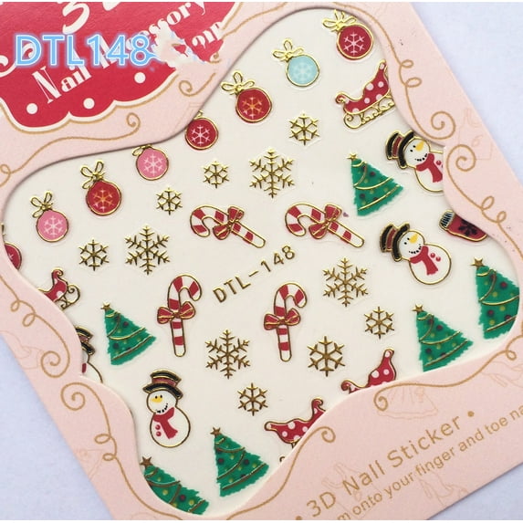 3D Christmas nail decals