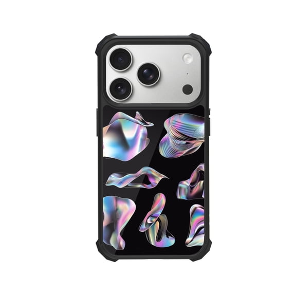 3D Chrome Shape Shockproof Case For iPhone 12 13 14 15 16 Pro Max Series – TPU Bumper + Hard PC Back, Air-Cushion Corners