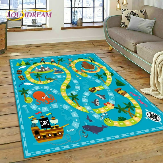 3D City Traffic Road Map Child PlayMat Highway Playroom Area Rug Carpet Rug for Living Room Bedroom Sofa Doormat Non-slip Gift