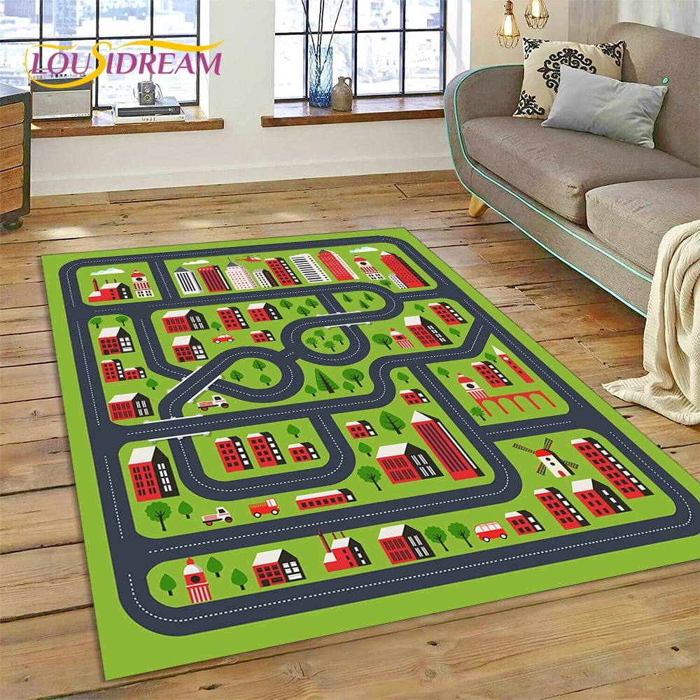 3D City Traffic Road Map Child PlayMat Highway Playroom Area Rug Carpet ...