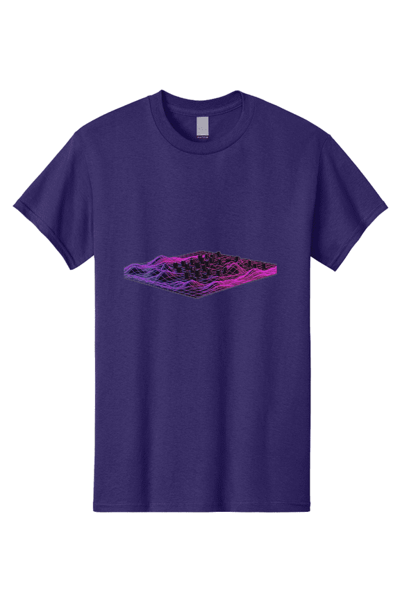 3D-Cityscape-Grid Mens Graphic Tee, 100% Cotton, Casual Summer Wear BAA000