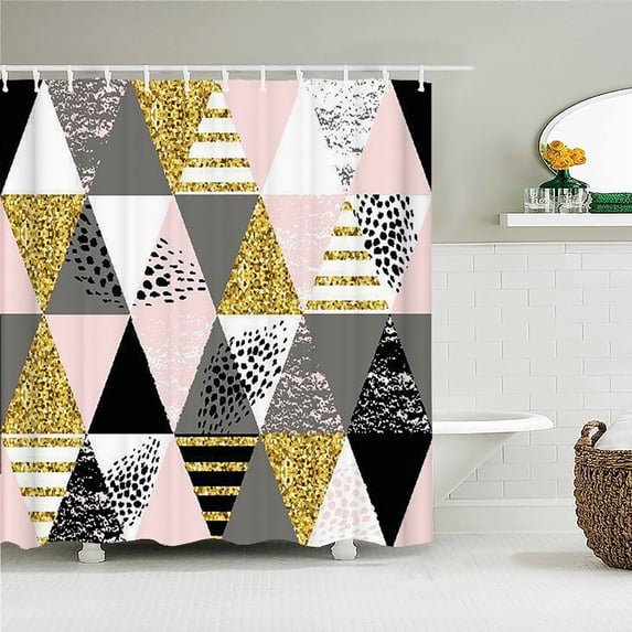 3D Classic Geometry Pattern Printed Fabric Shower Curtains Bathroom Curtain Bath Screen Waterproof Product Home Decor with