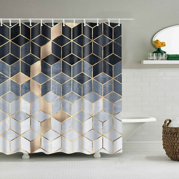 3D Classic Geometry Pattern Printed Fabric Shower Curtains Bathroom Curtain Bath Screen Waterproof Product Home Decor with