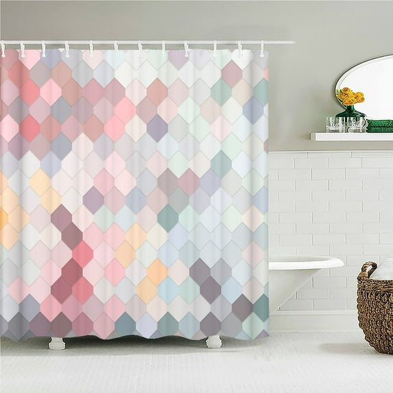 3D Classic Geometry Pattern Printed Fabric Shower Curtains Bathroom Curtain Bath Screen Waterproof Product Home Decor with